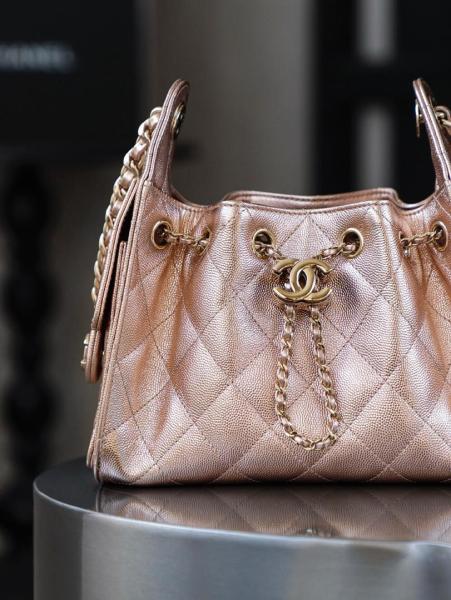 CHANEL 25Bag Grain Cow Leather Material Gold Metal Hippy Bag Shoulder Bag Mini Women's Rose Gold AS5631-B22911-U5345 size 22*12.5*20 cm