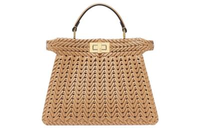 FENDI Peekaboo ISeeU Leather Shoulder Bag, Crossbody Bag, Handbag Small Women's Brown 8BN327-ANX8-F1C6L size 21*11*27cm