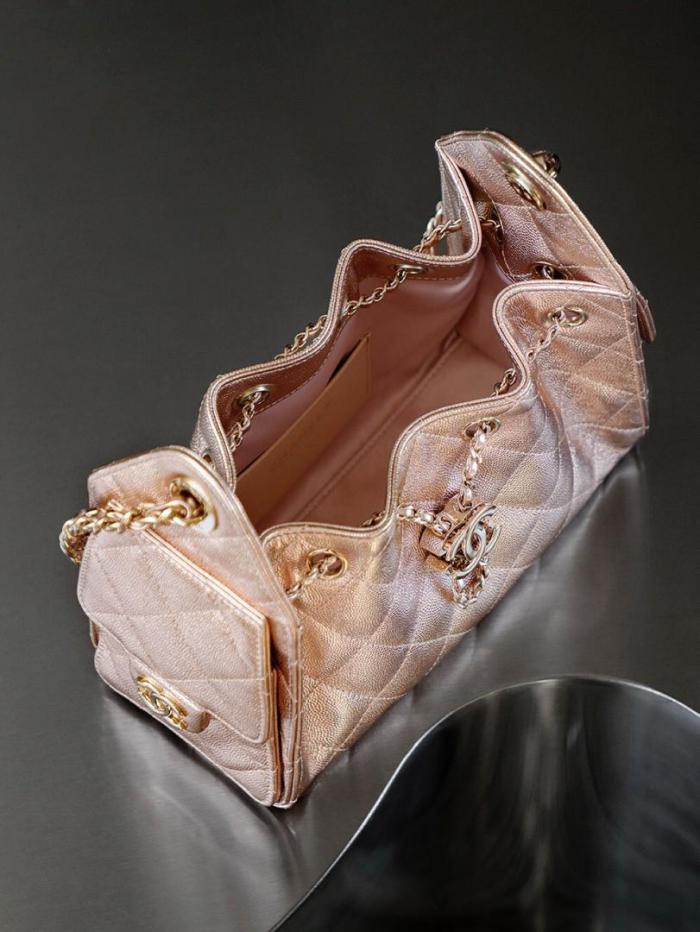 CHANEL 25Bag Grain Cow Leather Material Gold Metal Hippy Bag Shoulder Bag Mini Women's Rose Gold AS5631-B22911-U5345 size 22*12.5*20 cm