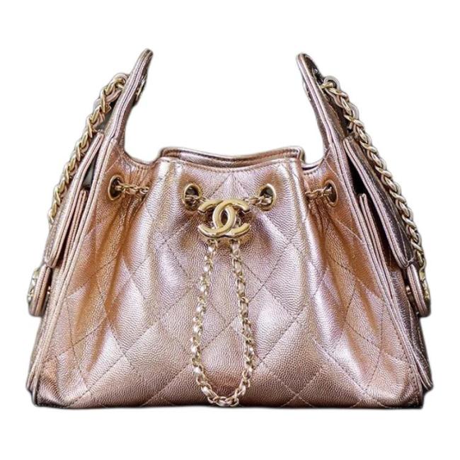 CHANEL 25Bag Grain Cow Leather Material Gold Metal Hippy Bag Shoulder Bag Mini Women's Rose Gold AS5631-B22911-U5345 size 22*12.5*20 cm