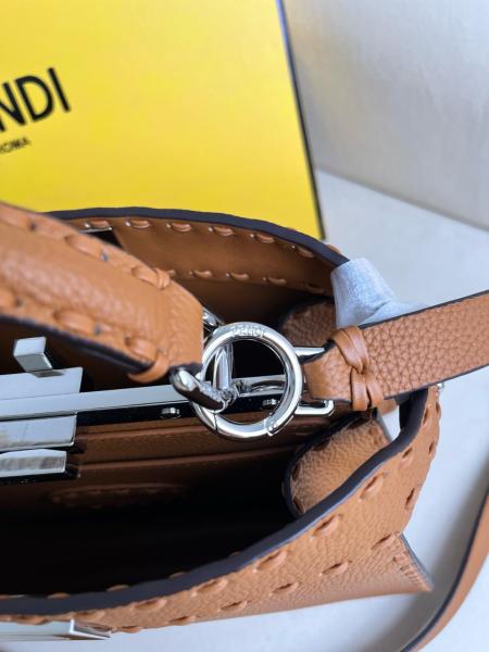 FENDI Peekaboo ISeeU Calfskin Shoulder Bag, Crossbody Bag, Handbag Small Women's Brown 8BN327-ARBB-F1NPG size 27*11*21 cm