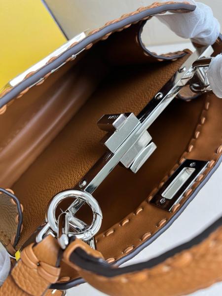 FENDI Peekaboo ISeeU Calfskin Shoulder Bag, Crossbody Bag, Handbag Small Women's Brown 8BN327-ARBB-F1NPG size 27*11*21 cm