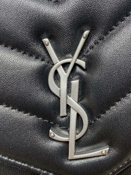 SAINT LAURENT LOULOU Lambskin Shoulder Bag Medium Women's Black 801439-AAE4Y-1000 size 29*8*17 cm