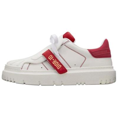 DIOR ID Shell Shoes Cow Leather Low top Stylish Skateboarding Shoes Women's White Red