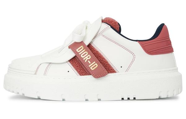 DIOR ID Shell Shoes Cow Leather Low top Stylish Skateboarding Shoes Women's White Red