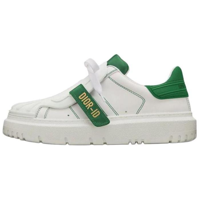 DIOR ID Cow Leather Low top Stylish Skateboarding Shoes Women's White Green