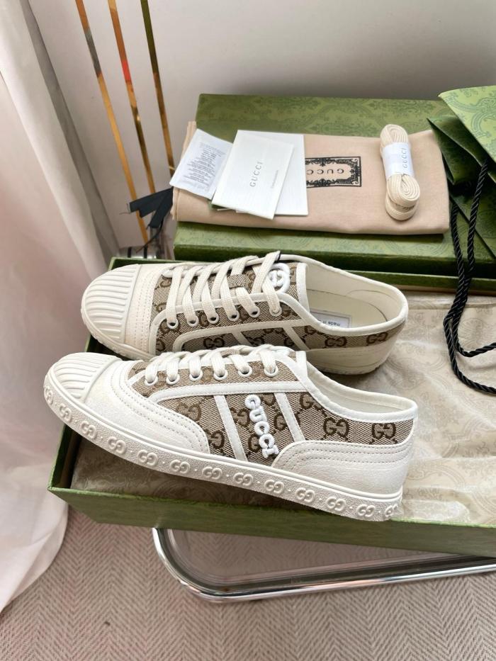 Gucci Wmns Gg Canvas Trainer 'White Beige Monogram' Women's