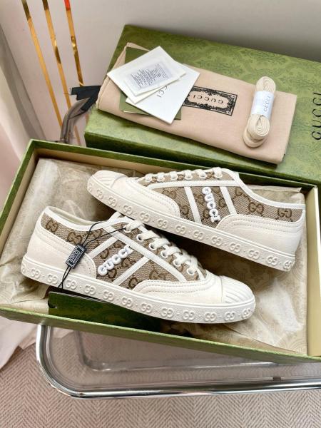 Gucci Wmns Gg Canvas Trainer 'White Beige Monogram' Women's