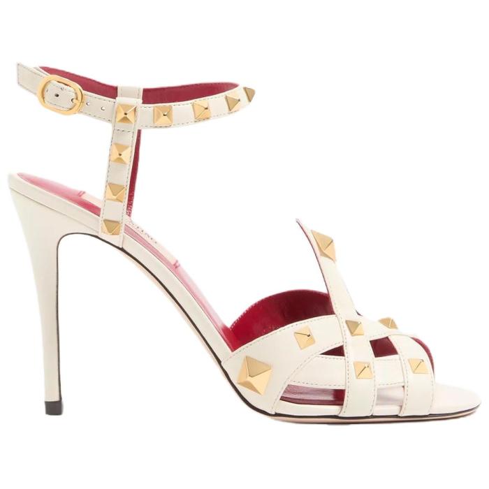 Valentino GARAVANI Studdy One Strap Sandals 10cm Women's Ivory White