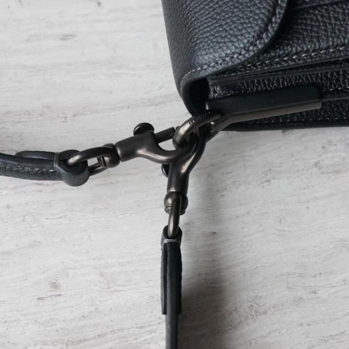 COACH Tabby Pebbled Leather Portable Crossbody Bag, Shoulder Bag Medium Women's Pure Black CH857-V5BLK size 26.03*8.25*15.24 cm