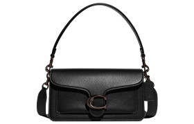 COACH Tabby Pebbled Leather Portable Crossbody Bag, Shoulder Bag Medium Women's Pure Black CH857-V5BLK size 26.03*8.25*15.24 cm