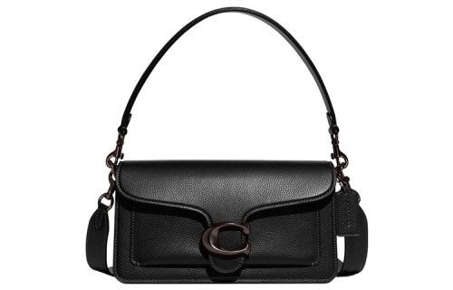 COACH Tabby Pebbled Leather Portable Crossbody Bag, Shoulder Bag Medium Women's Pure Black CH857-V5BLK size 26.03*8.25*15.24 cm