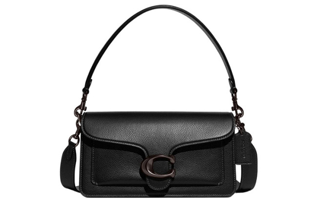 COACH Tabby Pebbled Leather Portable Crossbody Bag, Shoulder Bag Medium Women's Pure Black CH857-V5BLK size 26.03*8.25*15.24 cm