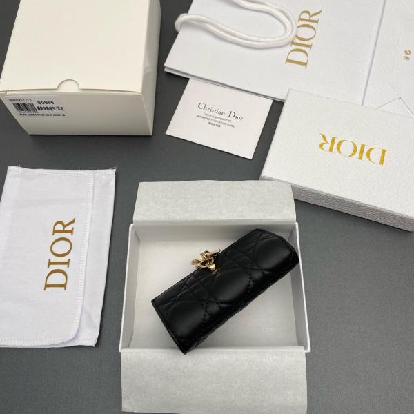 DIOR My Dior Sheepskin Wallet Women's Black S0966ONMJ-M900 size 11*2.5*7.5 cm 