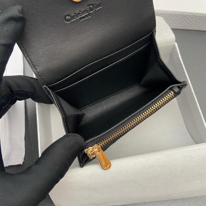 DIOR My Dior Sheepskin Wallet Women's Black S0966ONMJ-M900 size 11*2.5*7.5 cm 