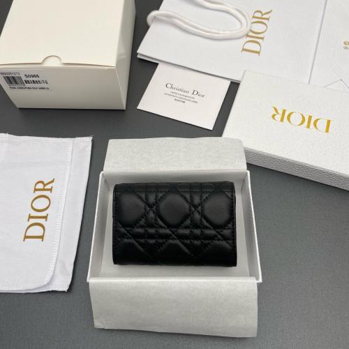 DIOR My Dior Sheepskin Wallet Women's Black S0966ONMJ-M900 size 11*2.5*7.5 cm 