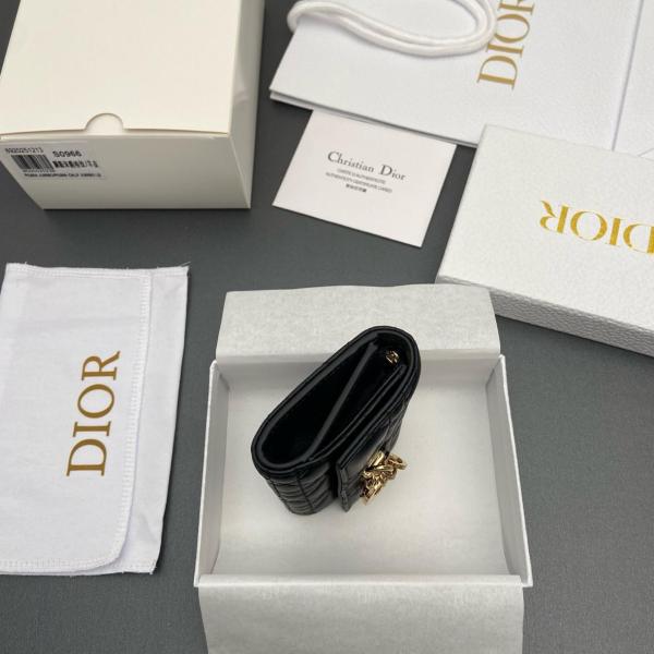 DIOR My Dior Sheepskin Wallet Women's Black S0966ONMJ-M900 size 11*2.5*7.5 cm 