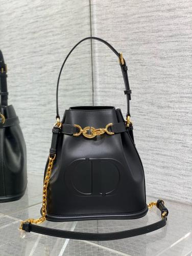 DIOR C'est Dior Old Cow Leather Bucket Bag, Handbag, Shoulder Bag Women's Black M2271UBHA-M900 size 24*10*24.5 cm