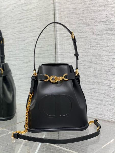 DIOR C'est Dior Old Cow Leather Bucket Bag, Handbag, Shoulder Bag Women's Black M2271UBHA-M900 size 24*10*24.5 cm