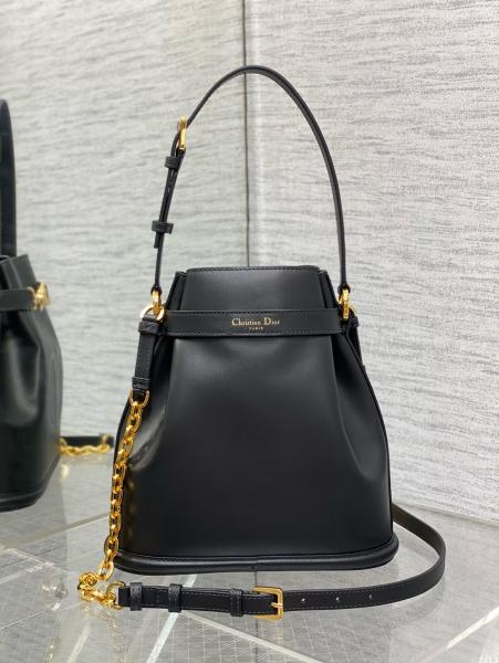 DIOR C'est Dior Old Cow Leather Bucket Bag, Handbag, Shoulder Bag Women's Black M2271UBHA-M900 size 24*10*24.5 cm