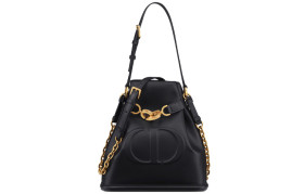 DIOR C'est Dior Old Cow Leather Bucket Bag, Handbag, Shoulder Bag Women's Black M2271UBHA-M900 size 24*10*24.5 cm