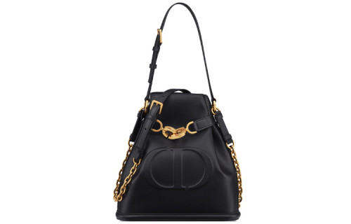 DIOR C'est Dior Old Cow Leather Bucket Bag, Handbag, Shoulder Bag Women's Black M2271UBHA-M900 size 24*10*24.5 cm
