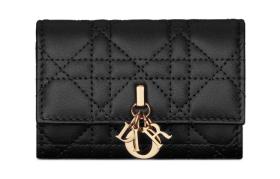 DIOR My Dior Sheepskin Wallet Women's Black S0966ONMJ-M900 size 11*2.5*7.5 cm 