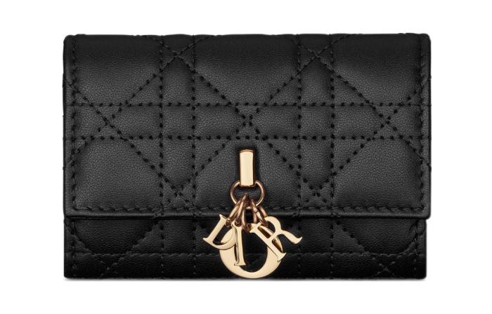 DIOR My Dior Sheepskin Wallet Women's Black S0966ONMJ-M900 size 11*2.5*7.5 cm 