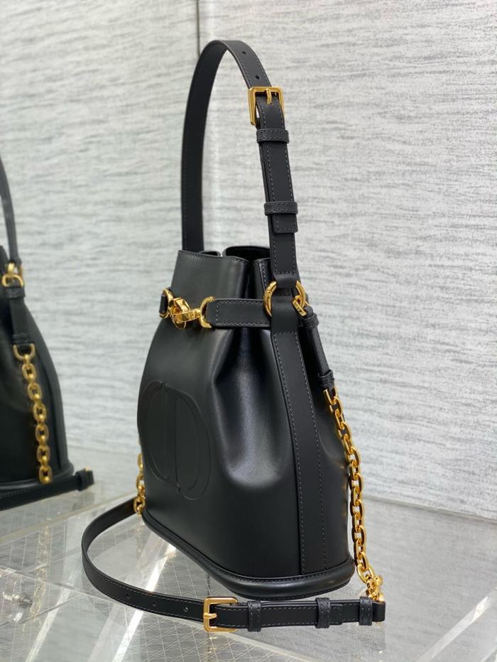 DIOR C'est Dior Old Cow Leather Bucket Bag, Handbag, Shoulder Bag Women's Black M2271UBHA-M900 size 24*10*24.5 cm