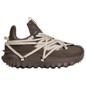 Moncler Rick Owens Collaboration Trailgrip Megalace Cow Leather Low top Casual Shoes 4.5cm Unisex Brown