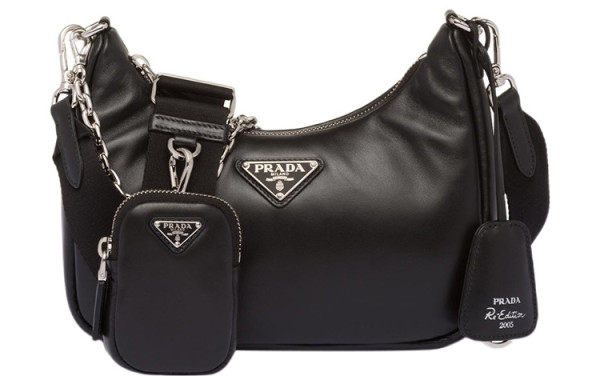 PRADA Padded Nappa Leather Re Edition Shoulder Bag Black 1BH204_2DYI_F0002_V_V9Z size 22*6.5*18cm