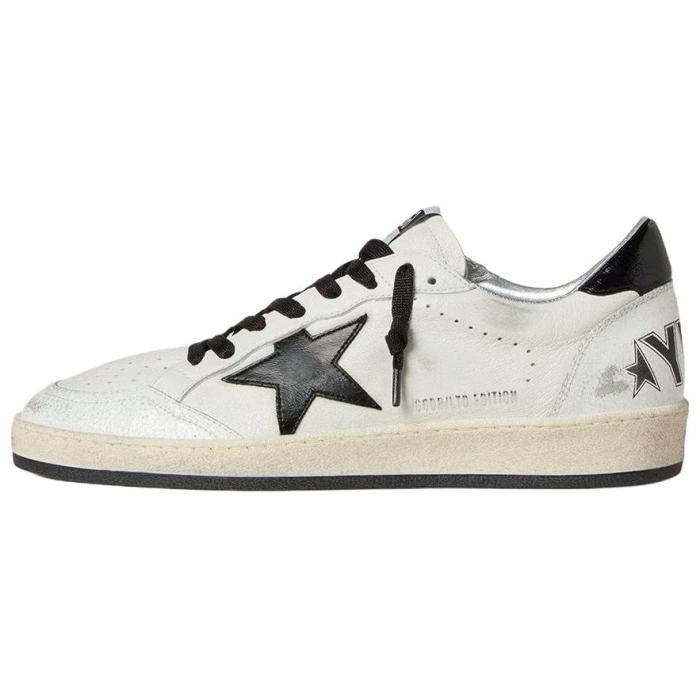 Golden Goose Ball Star Wishes Sheepskin Low top Skateboard Shoes White Black