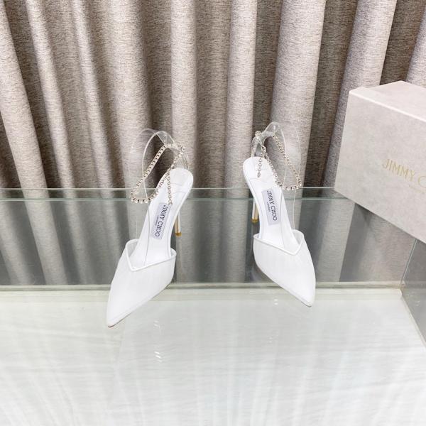 Jimmy Choo Saeda Slim Heel High Heels 8.5cm Women's Ivory White