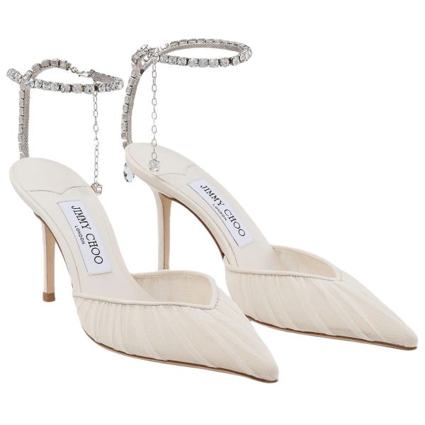 Jimmy Choo Saeda Slim Heel High Heels 8.5cm Women's Ivory White