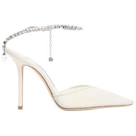 Jimmy Choo Saeda Leather Slim Heel High Heels 10cm Women's White