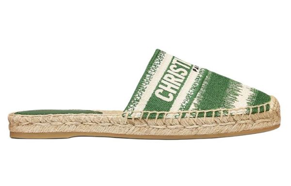 DIOR Granville Rubber Sole Closed Toe Slippers Women's Green Beige White