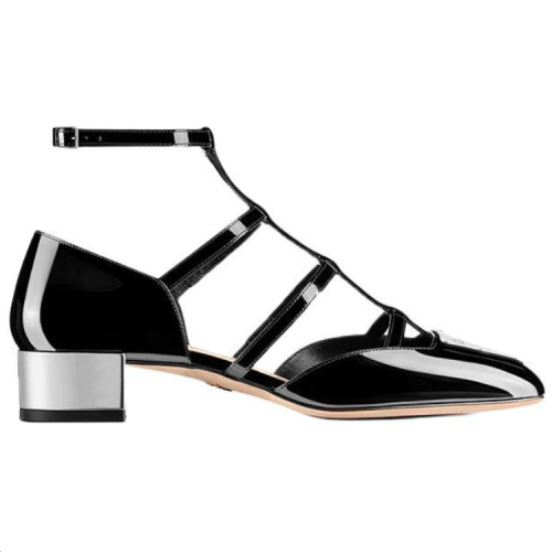 DIOR La Parisienne Dior Patent Leather Block Heel High Heels Women's Black