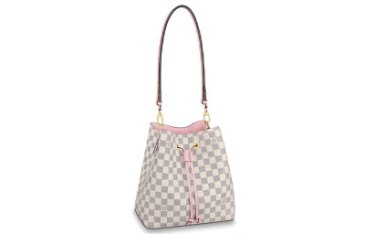 LOUIS VUITTON NOE Checkerboard Leather Bucket Bag, Portable Crossbody Bag, Shoulder Bag Women's Light Pink Rose N40152 size  25.91*17.53*25.91 cm