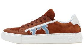 FERRAGAMO Top Grain Cow Leather Low top Skateboard Shoes Men's