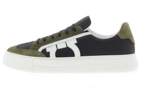 FERRAGAMO Cow Leather Low top Stylish Skateboarding Shoes Men's Olive Green