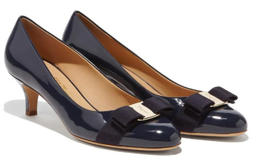 FERRAGAMO Carla Slim Heel High Heels 5.5cm Women's Dark Blue