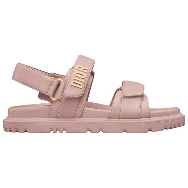 DIOR Dioract Leather Beach Sandals Women's Nude Pink