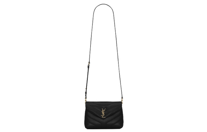 SAINT LAURENT LOULOU Calfskin Crossbody Bag, Shoulder Bag Women's Black 467072-DV707-1000 size 20*7.5*14 cm