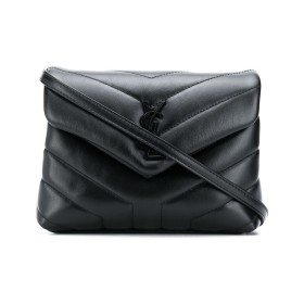 SAINT LAURENT YSL Loulou Toy Square Black Logo Bag with Flap Closure, Leather, Women's Crossbody/Shoulder Bag, Black 630951DV7081000 size 20*7.5*14cm