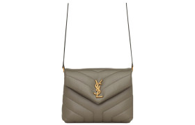 SAINT LAURENT LOULOU Leather Crossbody Bag, Shoulder Bag Women's Gray Pea Green 678401-DV707-1229 size 20*7.5*14cm