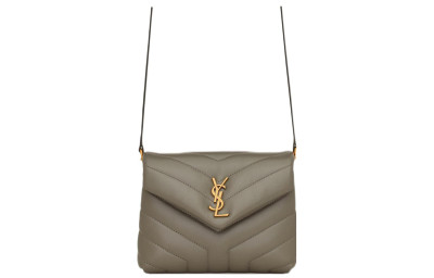 SAINT LAURENT LOULOU Leather Crossbody Bag, Shoulder Bag Women's Gray Pea Green 678401-DV707-1229 size 20*7.5*14cm