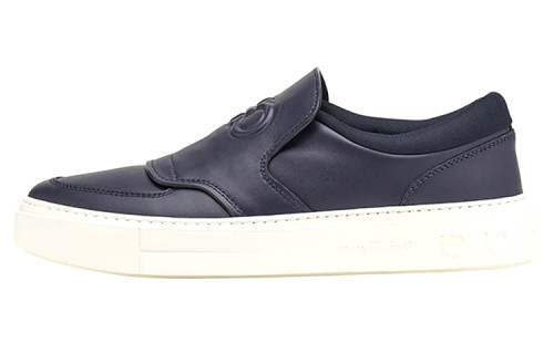 FERRAGAMO Cow Leather Stylish Skateboarding Shoes Men's Dark Blue
