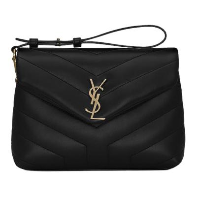 SAINT LAURENT LOULOU Calfskin Crossbody Bag, Shoulder Bag Women's Black 467072-DV707-1000 size 20*7.5*14 cm