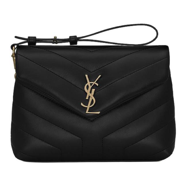 SAINT LAURENT LOULOU Calfskin Crossbody Bag, Shoulder Bag Women's Black 467072-DV707-1000 size 20*7.5*14 cm