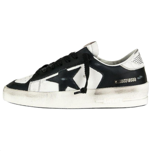Golden Goose Stardan Low top Stylish Skateboarding Shoes Women's Black White Distressed Style